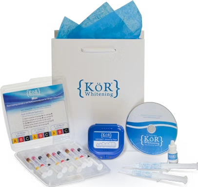 KoR professional teeth whitening kit with trays and gel syringes